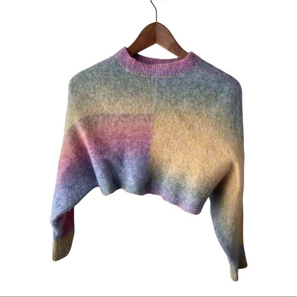 Aritzia Wilfred Free multicoloured alpaca/wool extremely cropped sweater - Picture 2 of 11